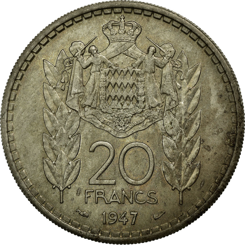 Moneta, Monaco, Louis II, 20 Francs, Vingt, 1947, BB+, Rame-nichel, KM:124
