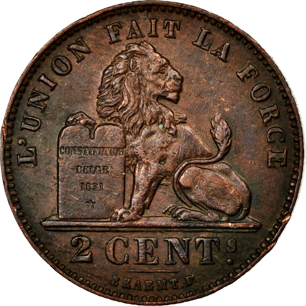 Coin, Belgium, Leopold II, 2 Centimes, 1909, AU(50-53), Copper, KM:35.1