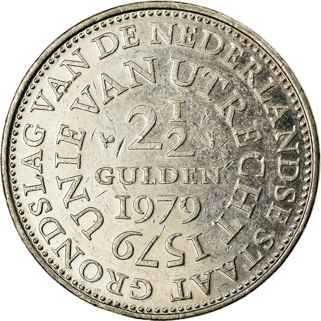 Moeda, Países Baixos, Juliana, 2-1/2 Gulden, 1979, EF(40-45), Níquel, KM:197