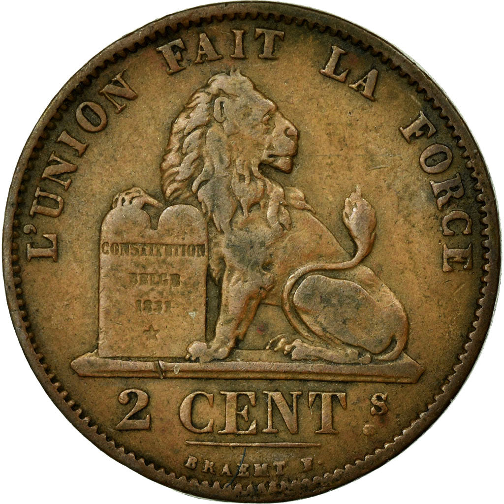 Coin, Belgium, Leopold II, 2 Centimes, 1876, VF(30-35), Copper, KM:35.1