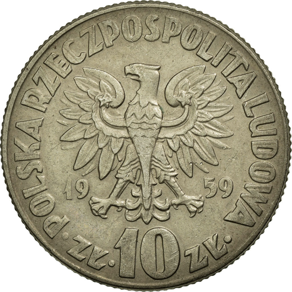 Coin, Poland, 10 Zlotych, 1959, EF(40-45), Copper-nickel, KM:51