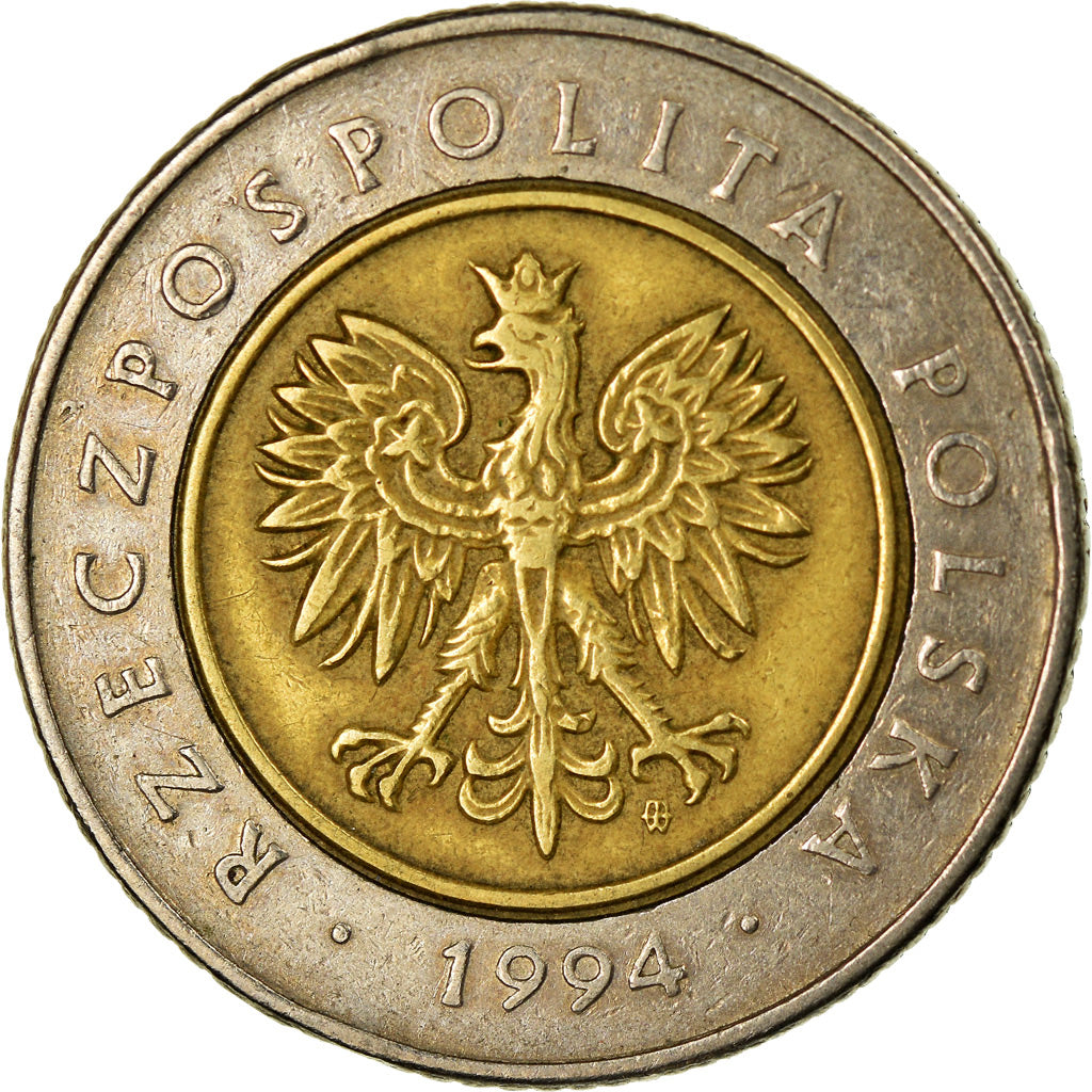 Moneta, Polska, 5 Zlotych, 1994, Warsaw, EF(40-45), Bimetaliczny, KM:284