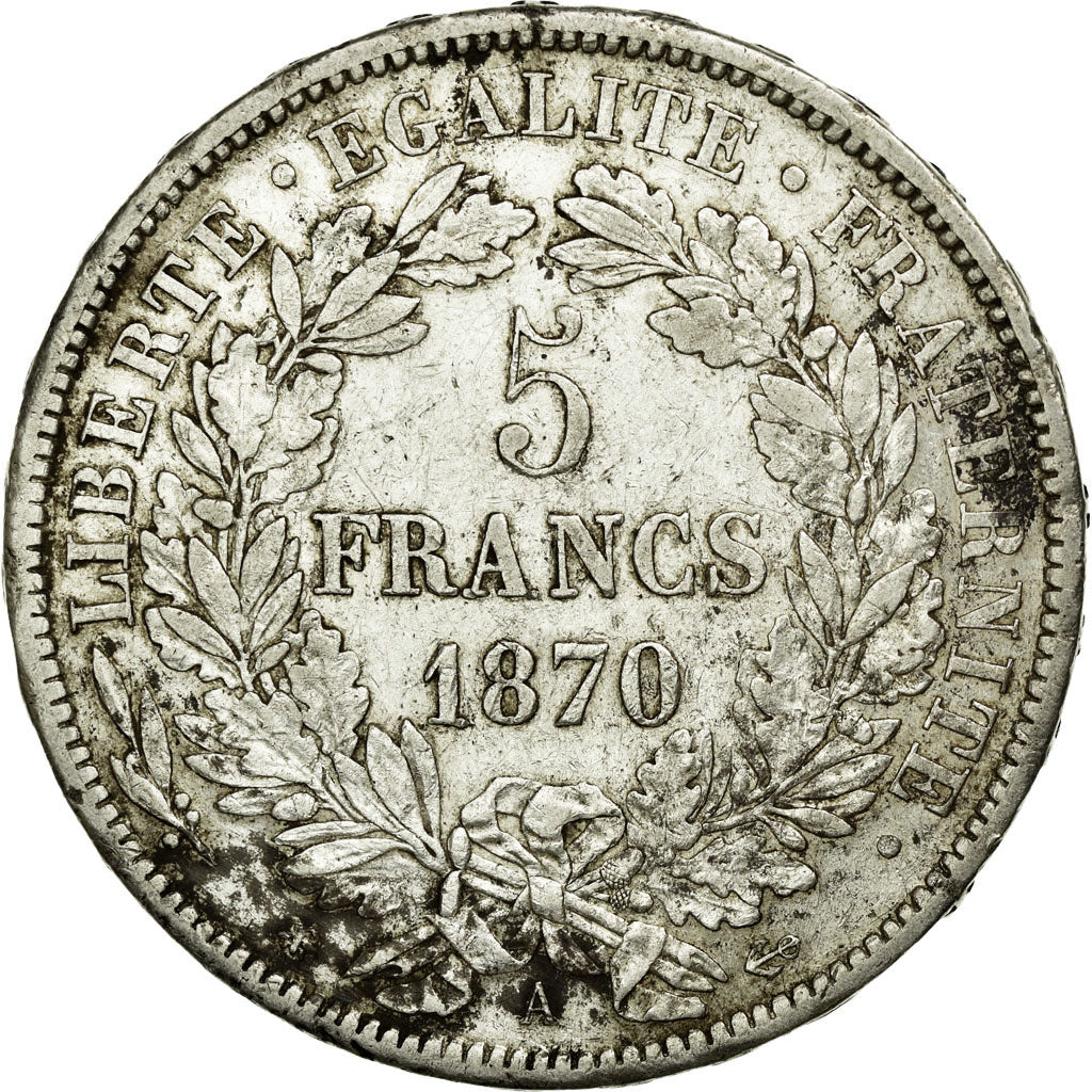 Frankreich, 5 Francs, Cérès, 1870, Paris, Silber, SS, Gadoury:743, KM:818.1