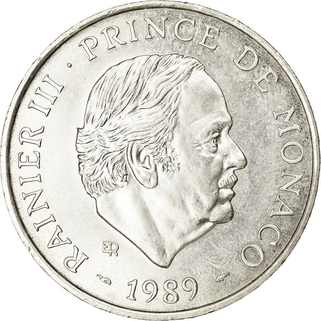 Coin, Monaco, Rainier III, 100 Francs, 1989, AU(55-58), Silver, KM:164