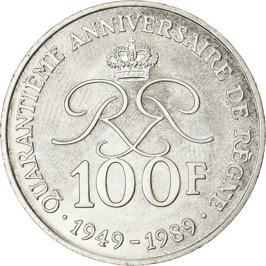Coin, Monaco, Rainier III, 100 Francs, 1989, AU(55-58), Silver, KM:164