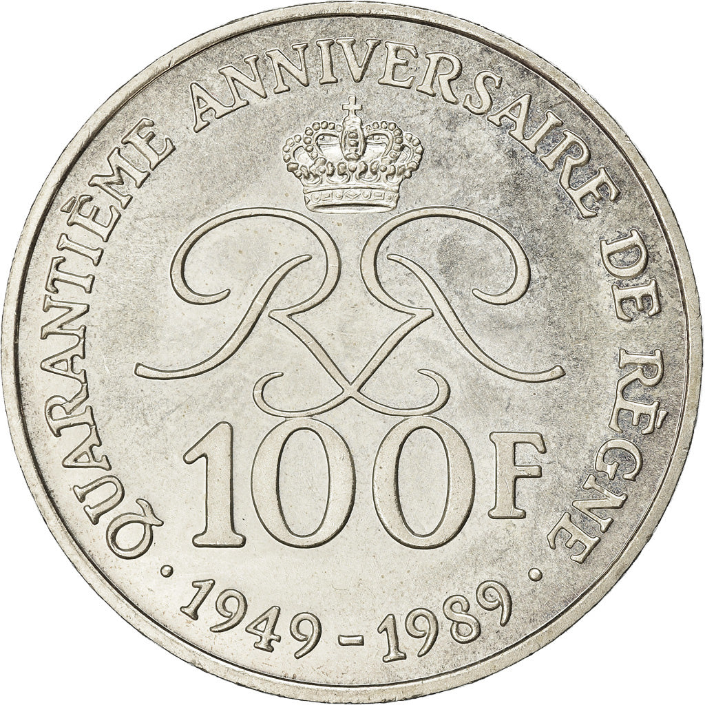 Coin, Monaco, Rainier III, 100 Francs, 1989, AU(55-58), Silver, KM:164