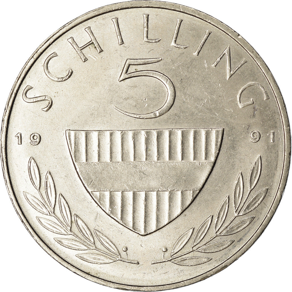 Moneta, Austria, 5 Schilling, 1991, EF(40-45), Miedź-Nikiel, KM:2889a