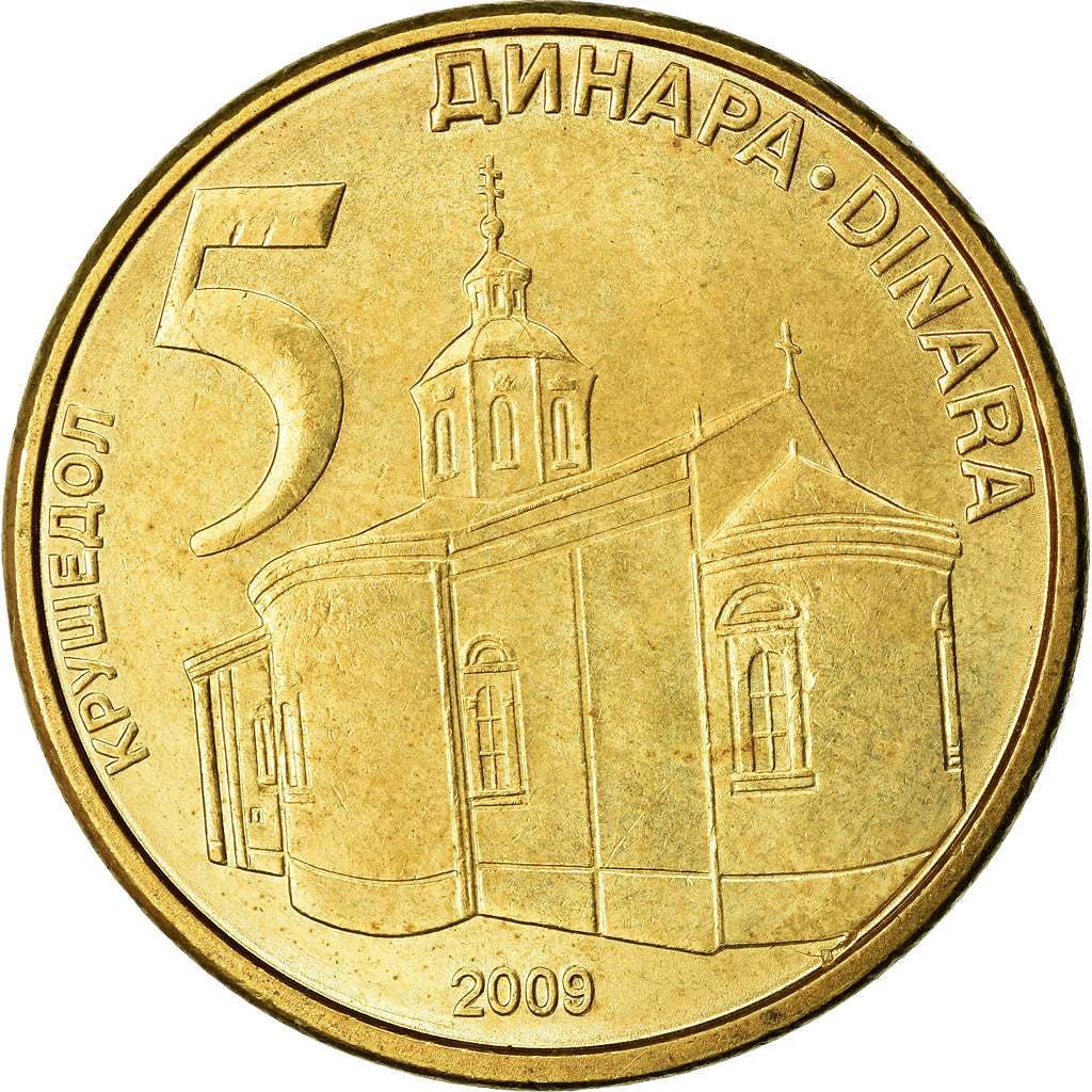 Coin, Serbia, 5 Dinara, 2009, EF(40-45), Nickel-brass, KM:40