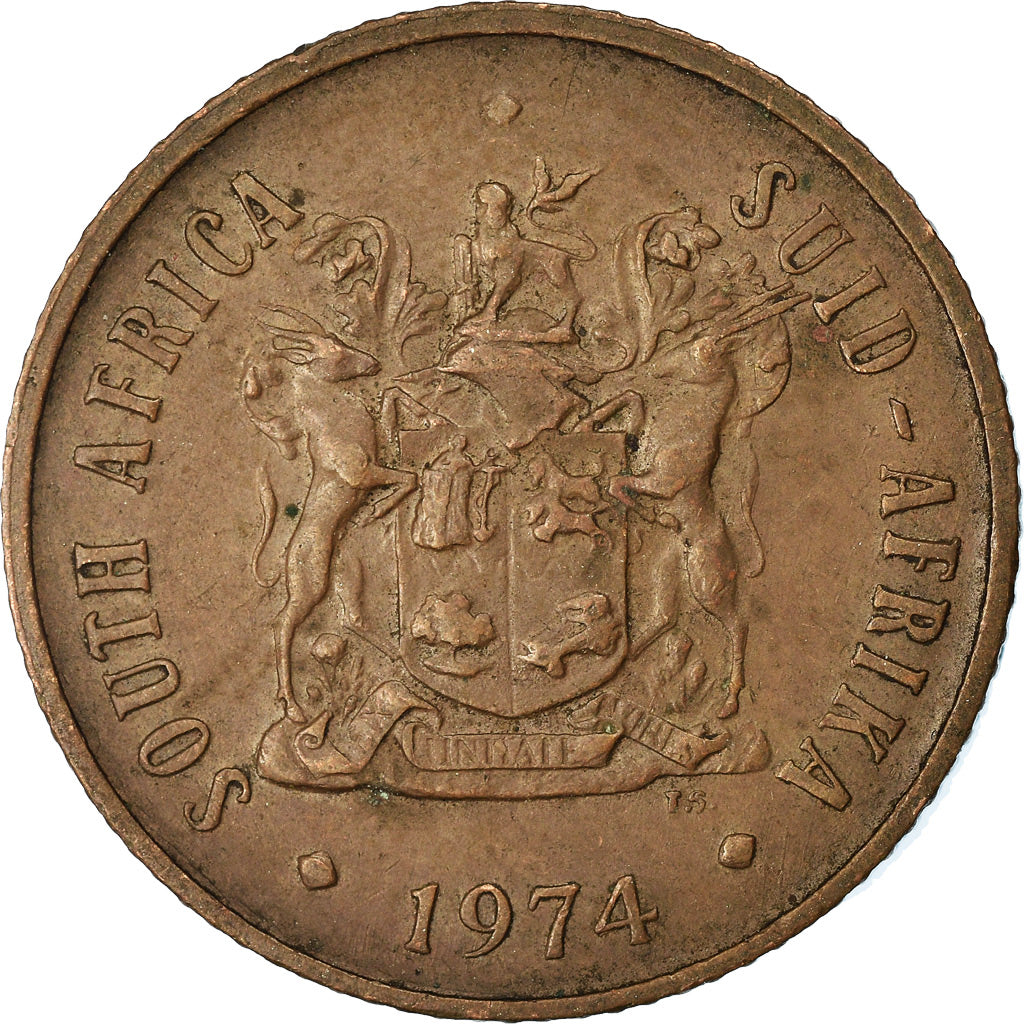 Moneta, Sudafrica, 2 Cents, 1974, BB, Bronzo, KM:83