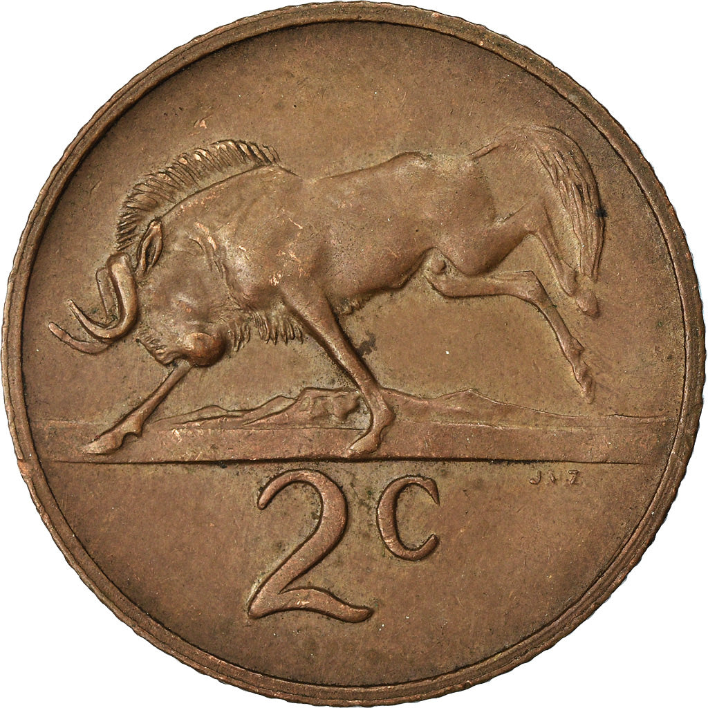 Moneta, Sudafrica, 2 Cents, 1974, BB, Bronzo, KM:83