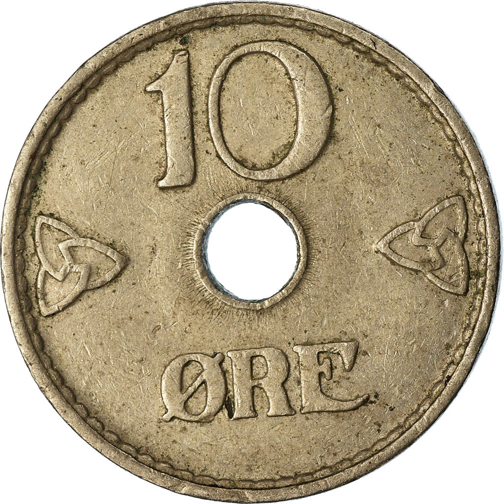 Moneta, Norvegia, Haakon VII, 10 Öre, 1937, BB, Rame-nichel, KM:383