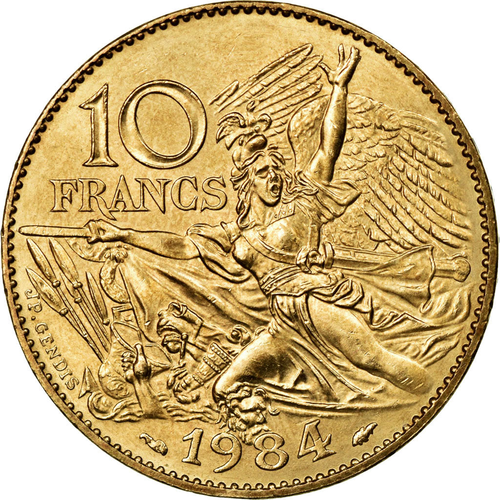 Moneta, Francja, François Rude, 10 Francs, 1984, AU(55-58), Nikiel-Brąz