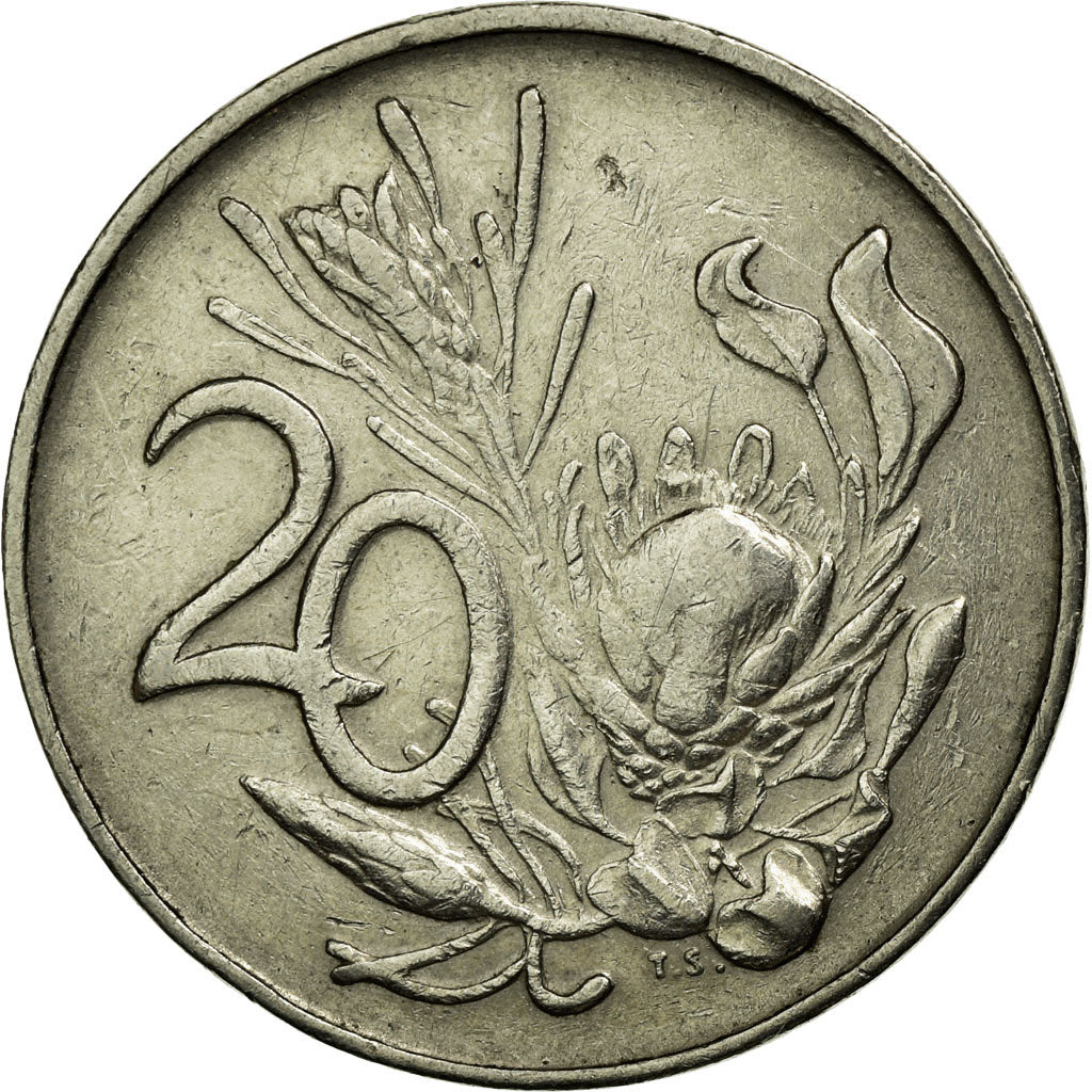 Coin, South Africa, 20 Cents, 1975, AU(50-53), Nickel, KM:86