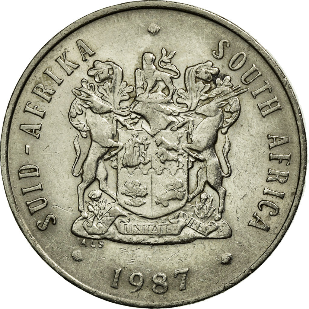 Coin, South Africa, 20 Cents, 1987, AU(50-53), Nickel, KM:86