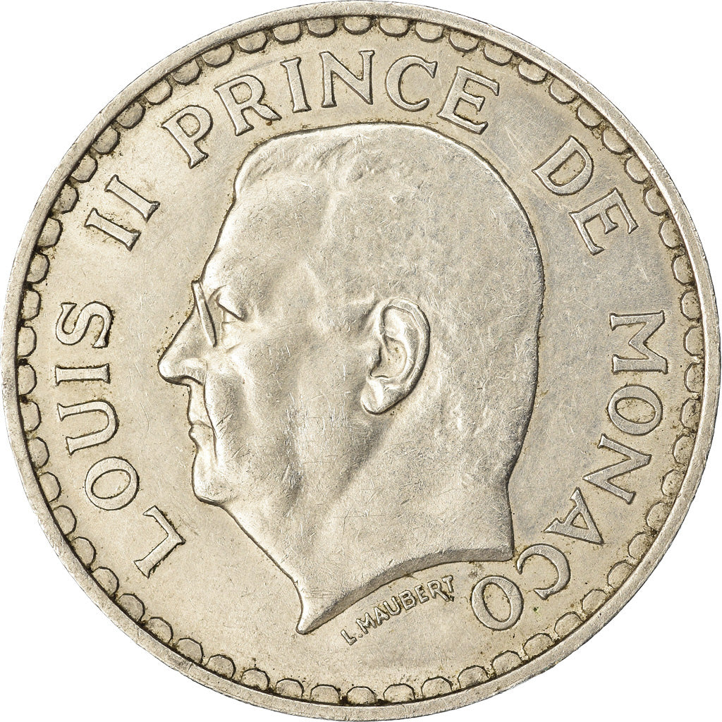 Coin, Monaco, Louis II, 5 Francs, 1945, EF(40-45), Aluminum, KM:122