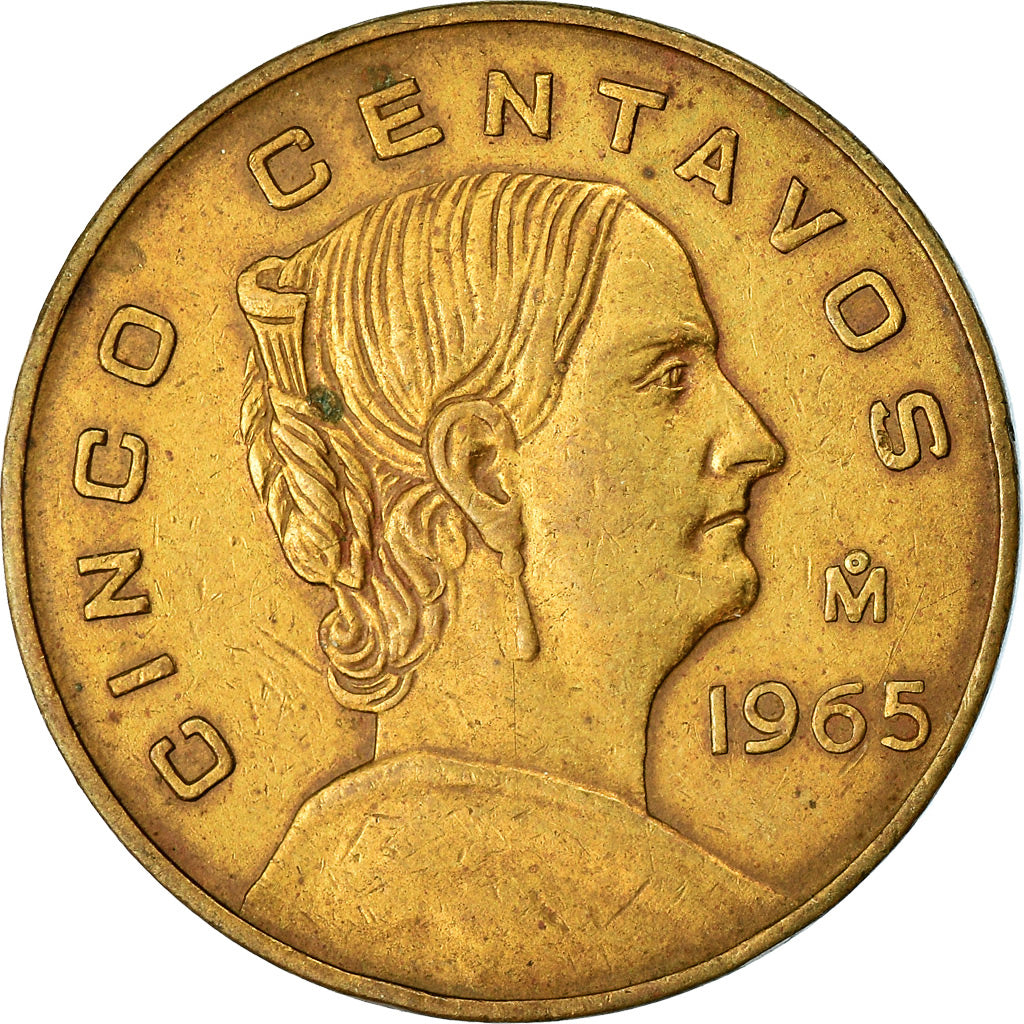 Moneta, Mexico, 5 Centavos, 1965, Mexico City, EF(40-45), Mosiądz, KM:426