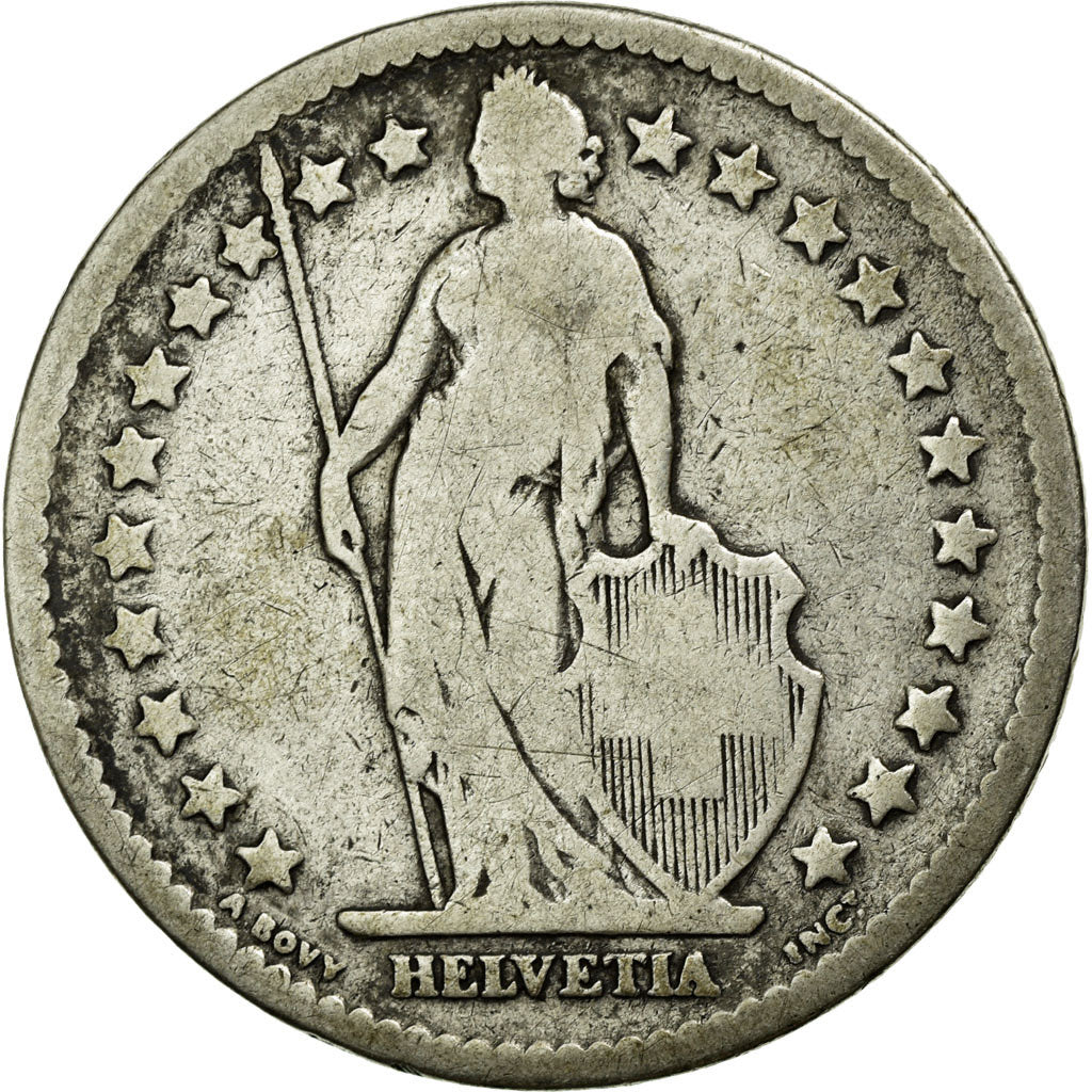 Coin, Switzerland, 2 Francs, 1874, Bern, VF(20-25), Silver, KM:21