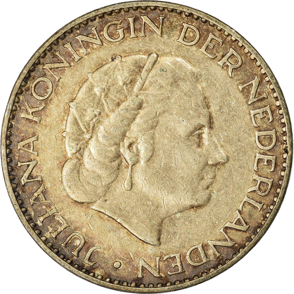 Coin, Netherlands, Juliana, Gulden, 1958, EF(40-45), Silver, KM:184