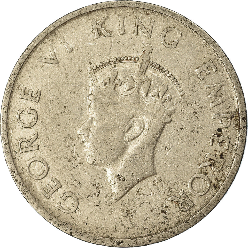 Münze, INDIA-REPUBLIC, 1/2 Rupee, 1947, Mumbai, Bombay, S+, Copper-nickel