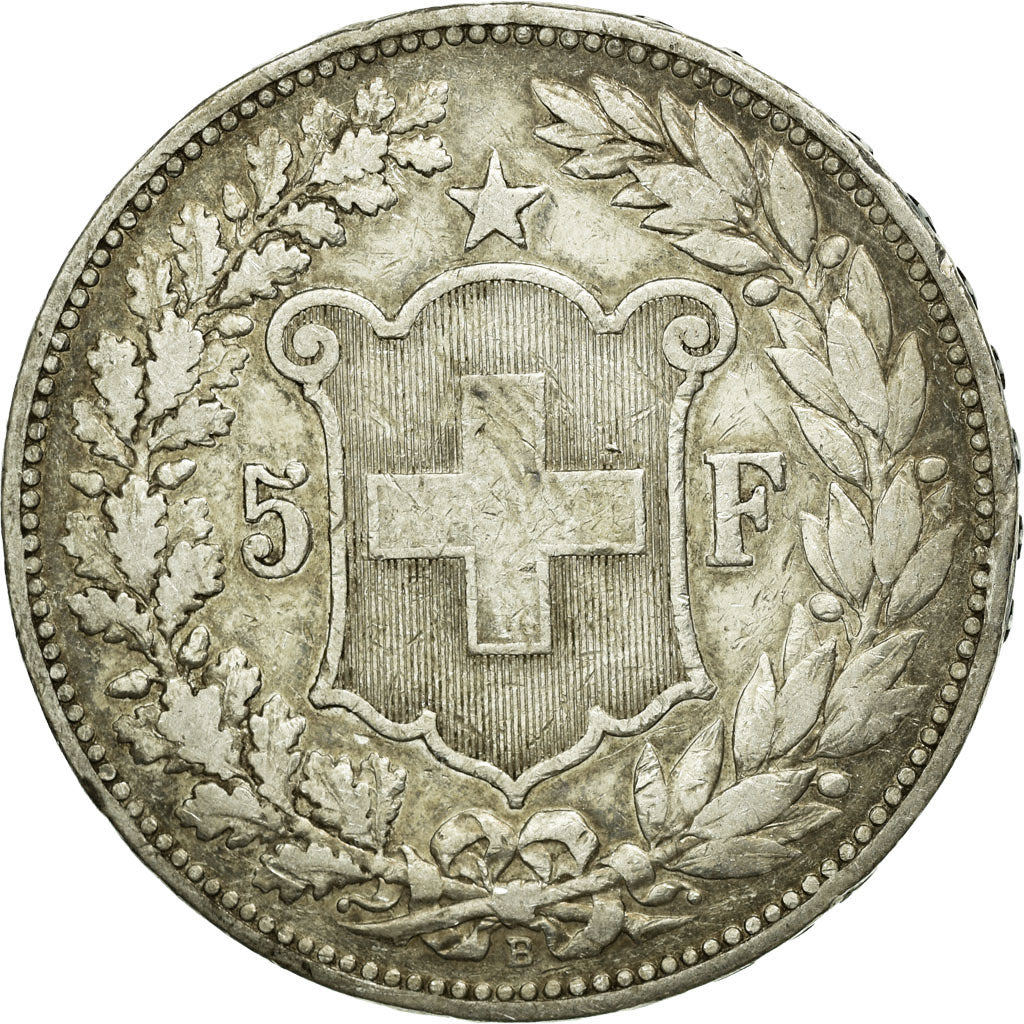 Coin, Switzerland, 5 Francs, 1892, Bern, VF(20-25), Silver, KM:34