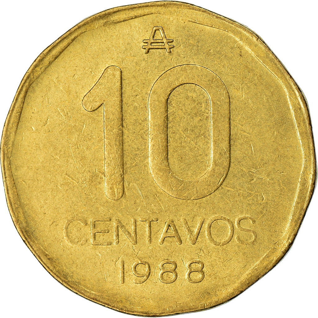Moneta, Argentina, 10 Centavos, 1988, EF(40-45), Mosiądz, KM:98
