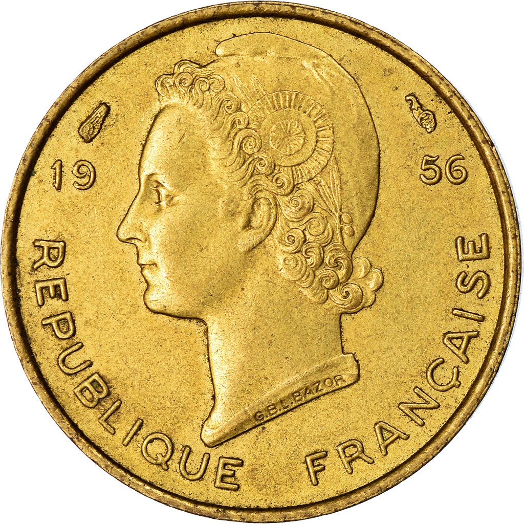 Münze, French West Africa, 5 Francs, 1956, SS, Aluminum-Bronze, KM:5