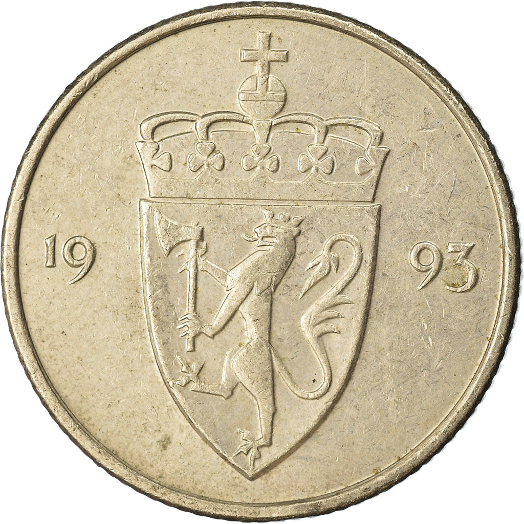 Coin, Norway, Olav V, 50 Öre, 1993, EF(40-45), Copper-nickel, KM:418