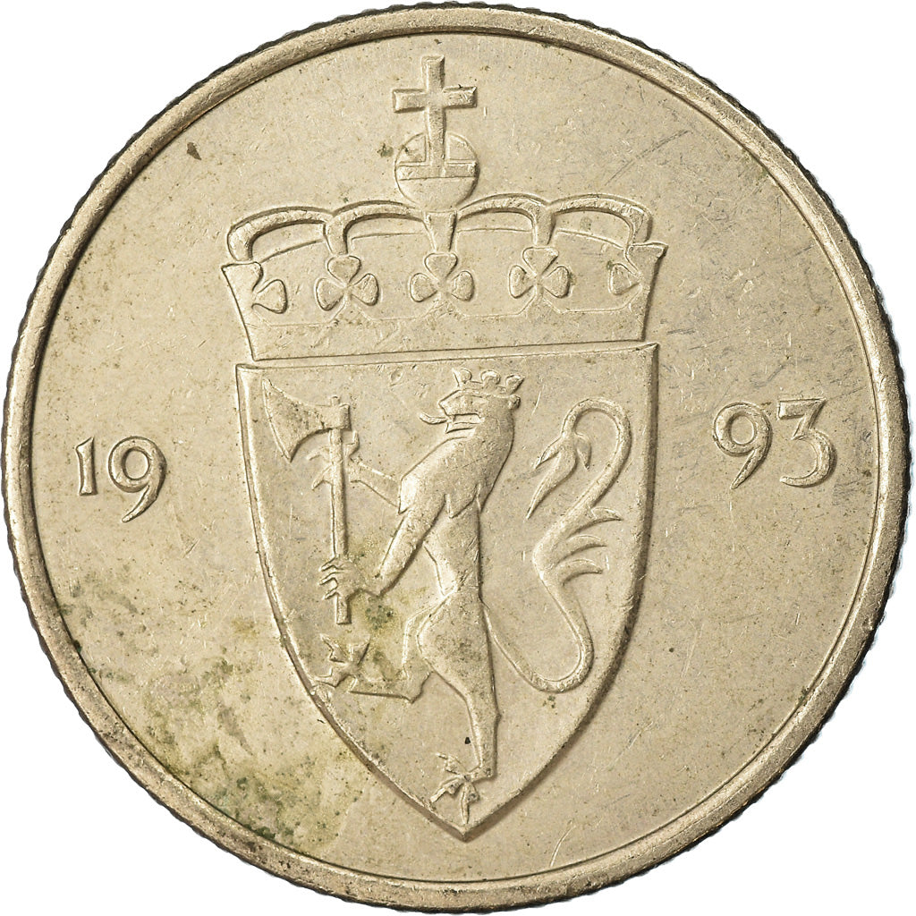Coin, Norway, Olav V, 50 Öre, 1993, EF(40-45), Copper-nickel, KM:418