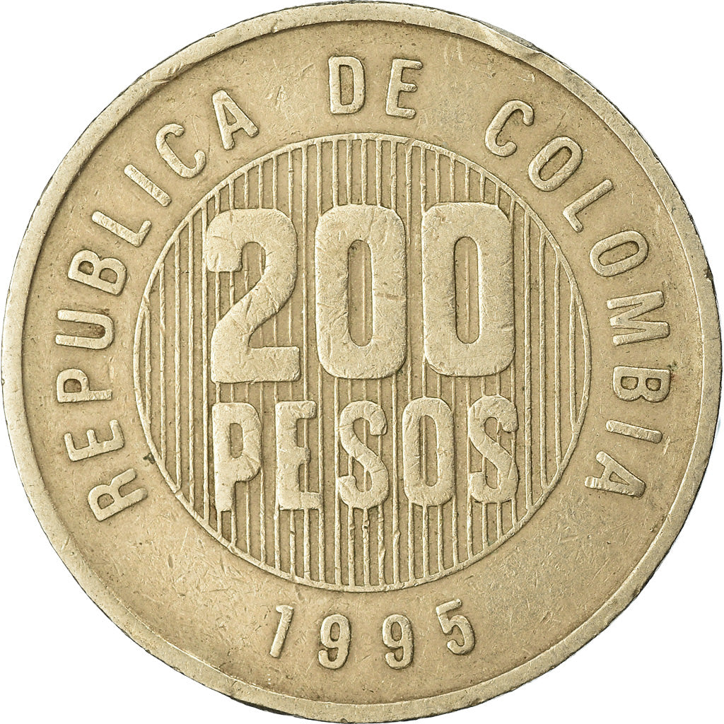 Coin, Colombia, 200 Pesos, 1995, EF(40-45), Copper-Nickel-Zinc, KM:287