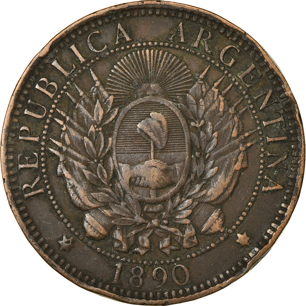 Münze, Argentinien, 2 Centavos, 1890, S+, Bronze, KM:33