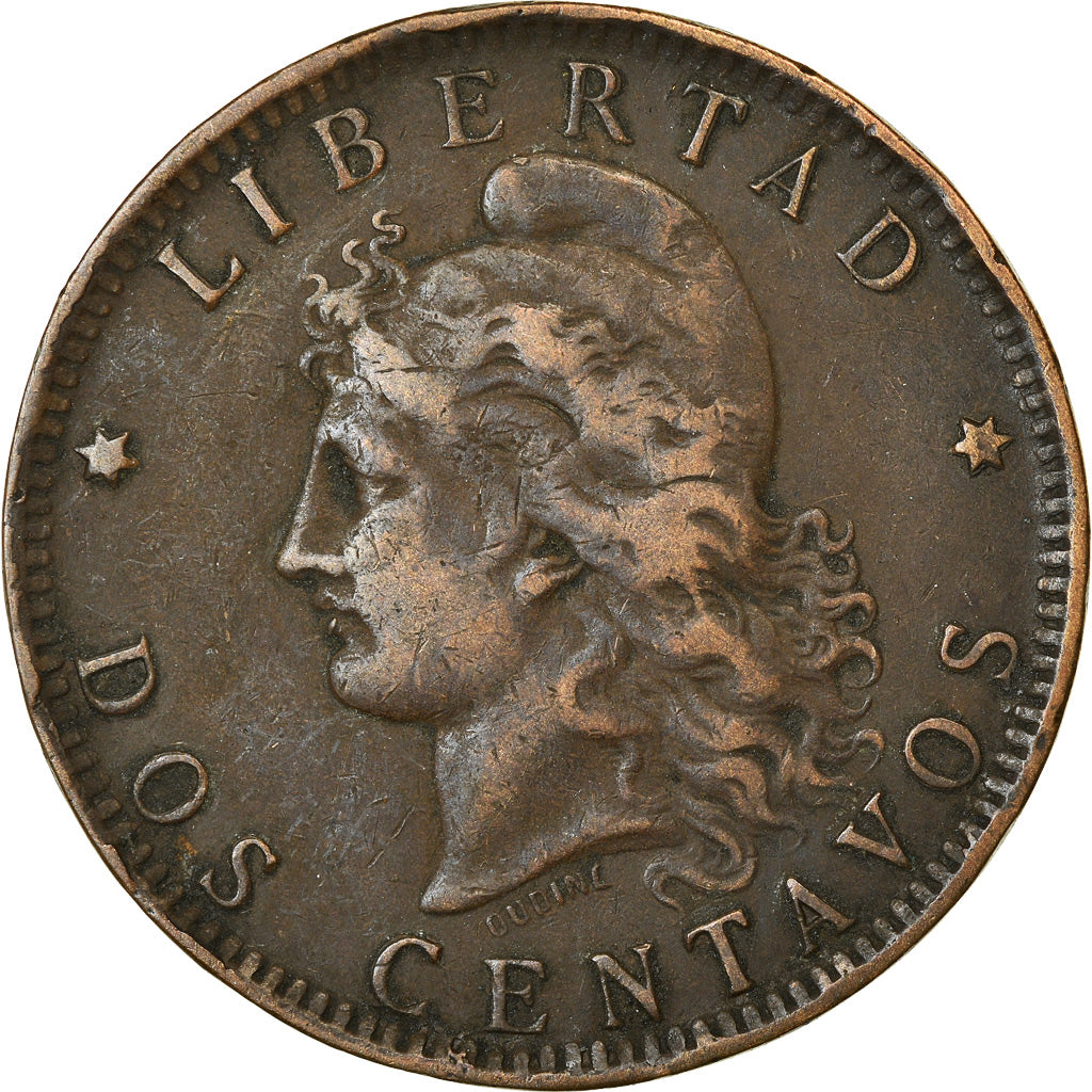 Münze, Argentinien, 2 Centavos, 1890, S+, Bronze, KM:33