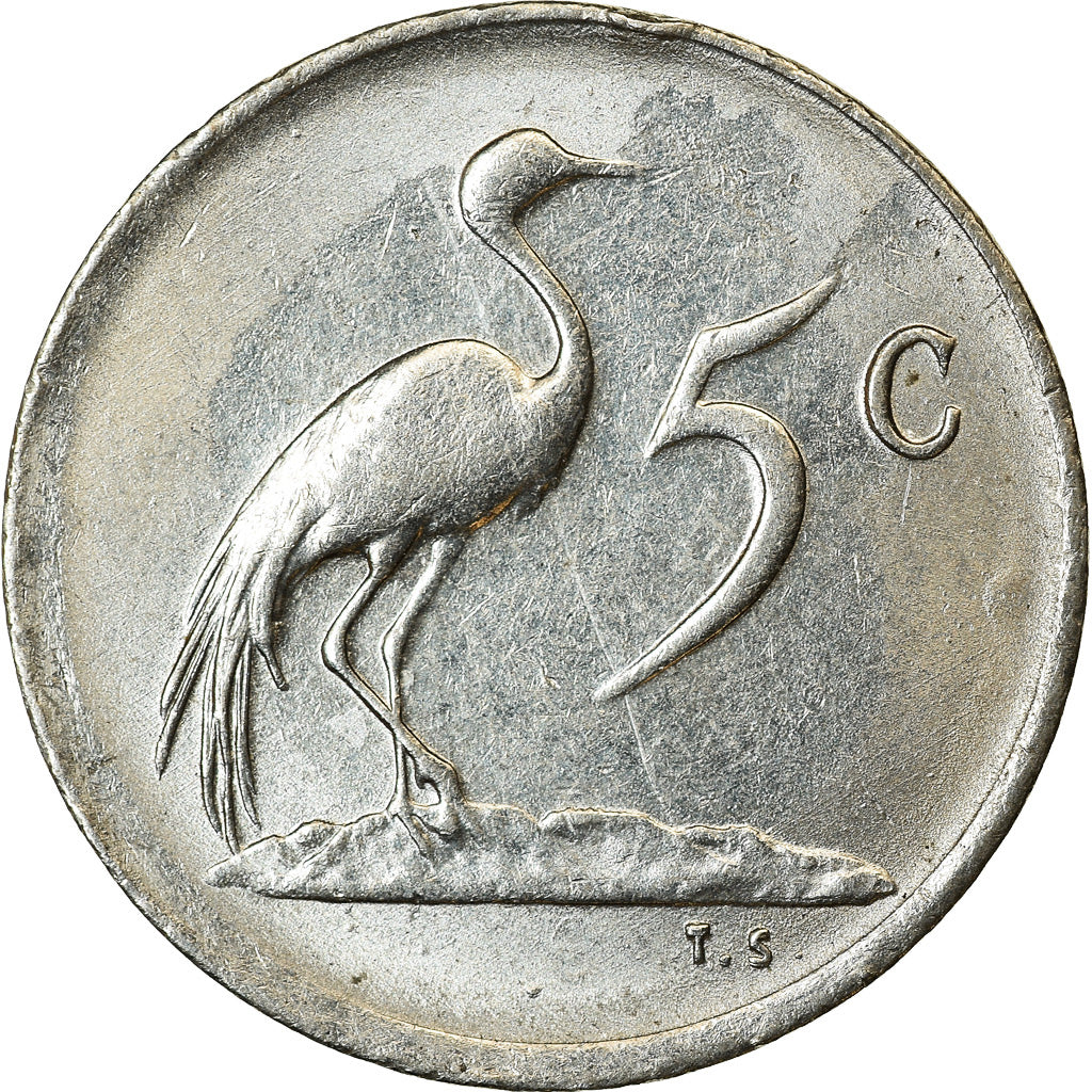 Moneta, Sudafrica, 5 Cents, 1976, BB, Nichel, KM:93