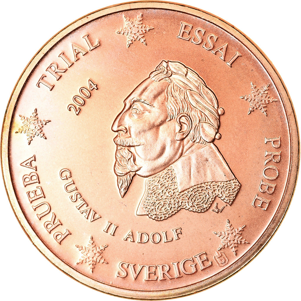 Suécia, 2 Euro Cent, 2004, unofficial private coin, MS(63), Aço Cromado a