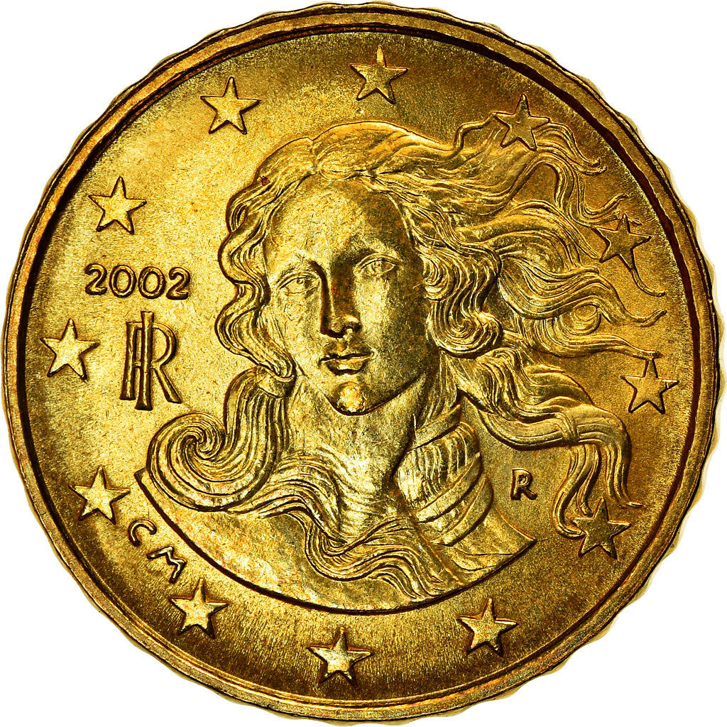 Italie, 10 Euro Cent, 2002, SUP, Laiton, KM:213