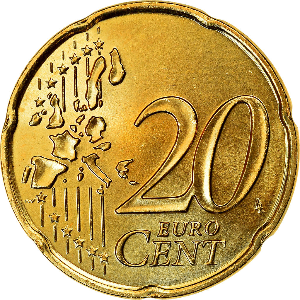 Francia, 20 Euro Cent, 2002, SPL-, Ottone, KM:1286
