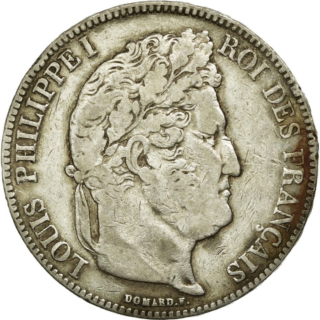 Moneta, Francia, Louis-Philippe, 5 Francs, 1834, Paris, MB+, Argento, KM:749.1