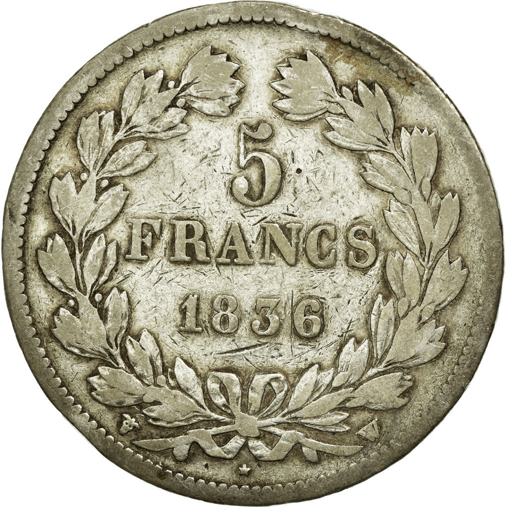 Coin, France, Louis-Philippe, 5 Francs, 1836, Lille, F(12-15), Silver
