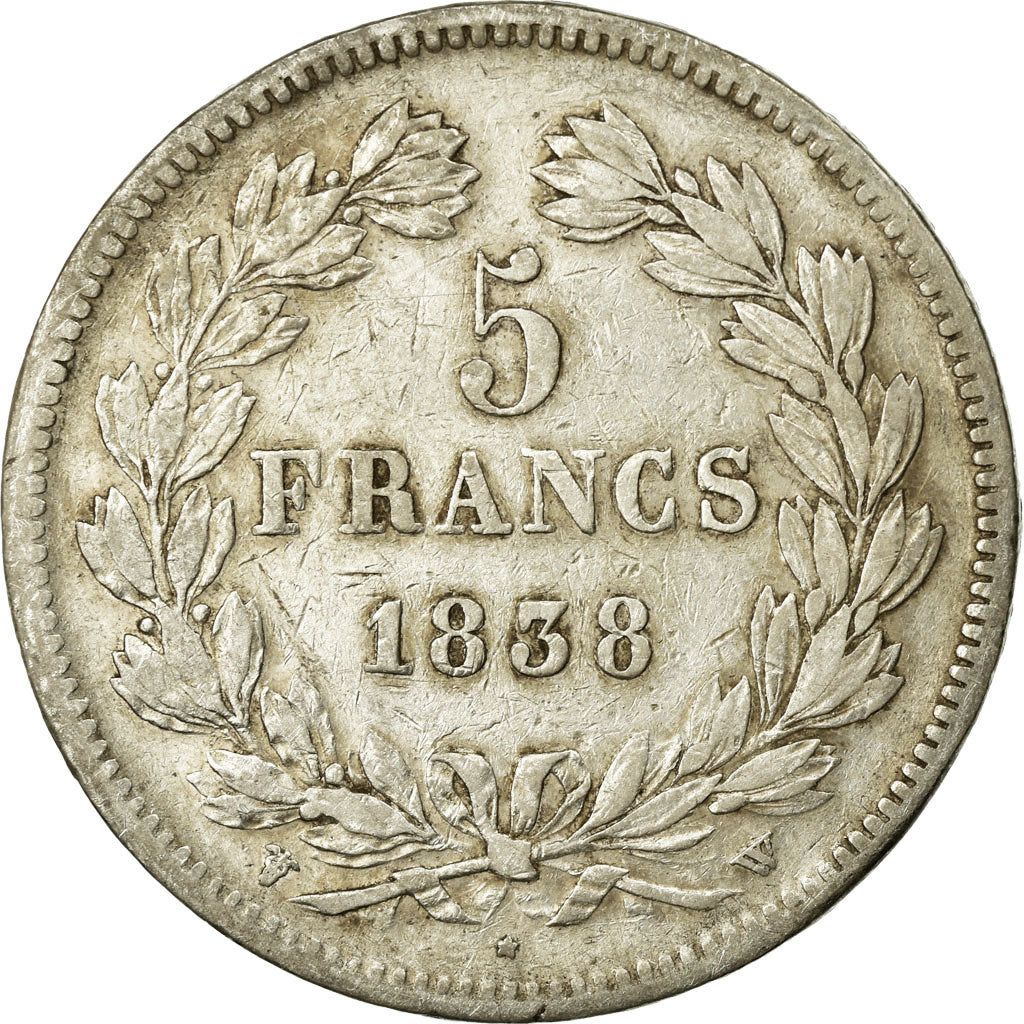 Coin, France, Louis-Philippe, 5 Francs, 1838, Lille, VF(20-25), Silver