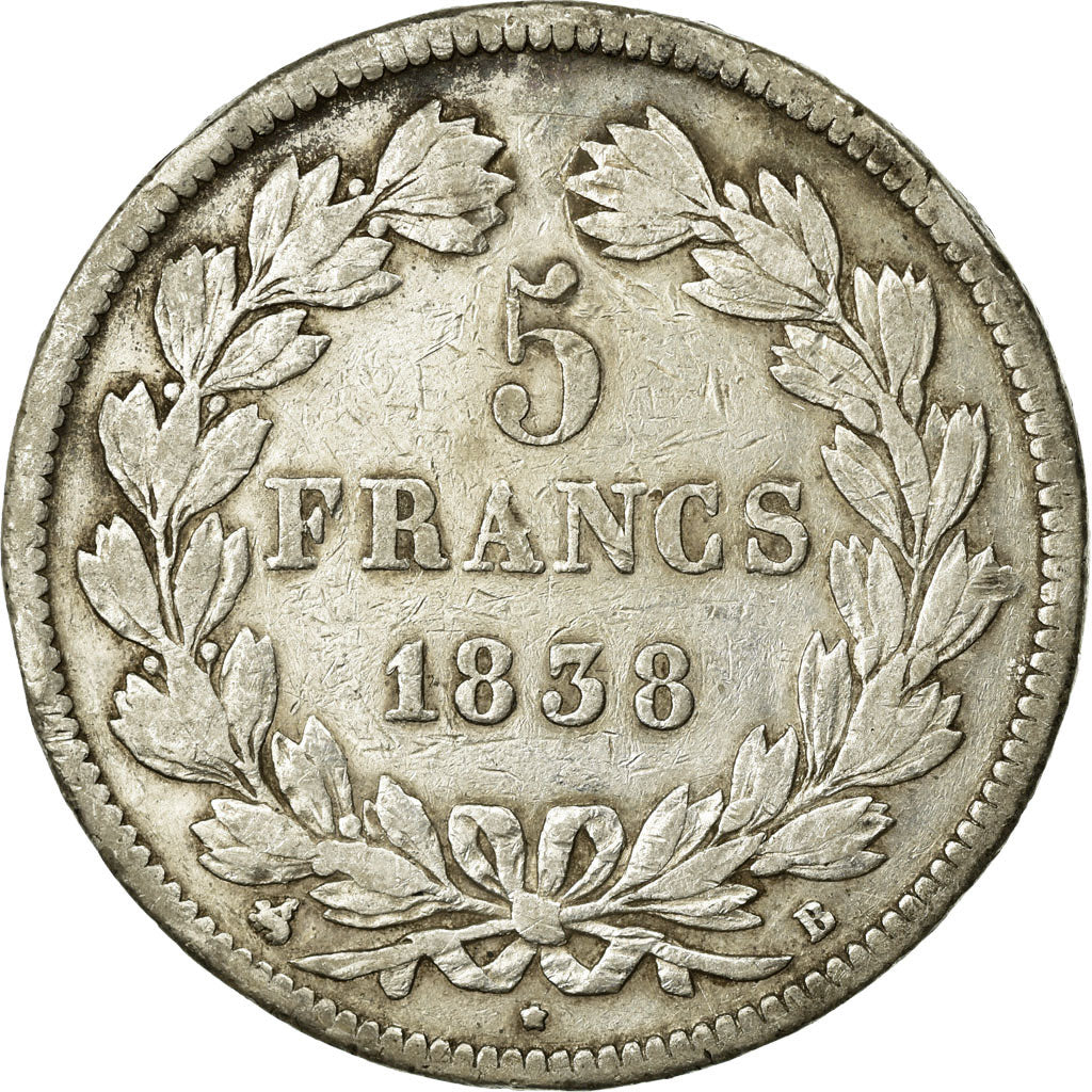 Monnaie, France, Louis-Philippe, 5 Francs, 1838, Strasbourg, TB+, Argent