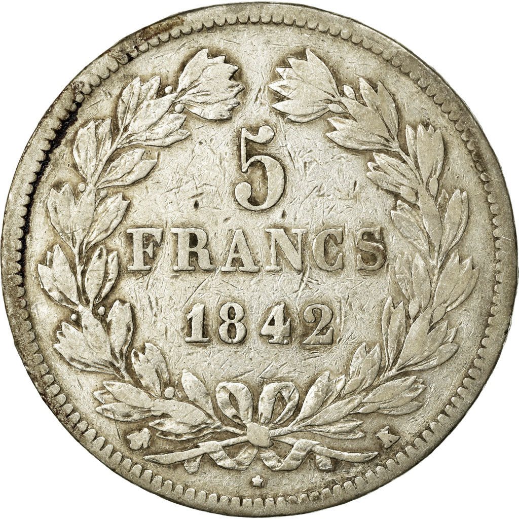 Coin, France, Louis-Philippe, 5 Francs, 1842, Bordeaux, VF(20-25), Silver