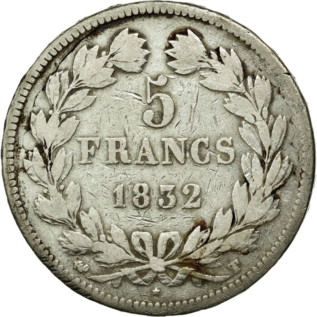 Coin, France, Louis-Philippe, 5 Francs, 1832, Nantes, VF(20-25), Silver