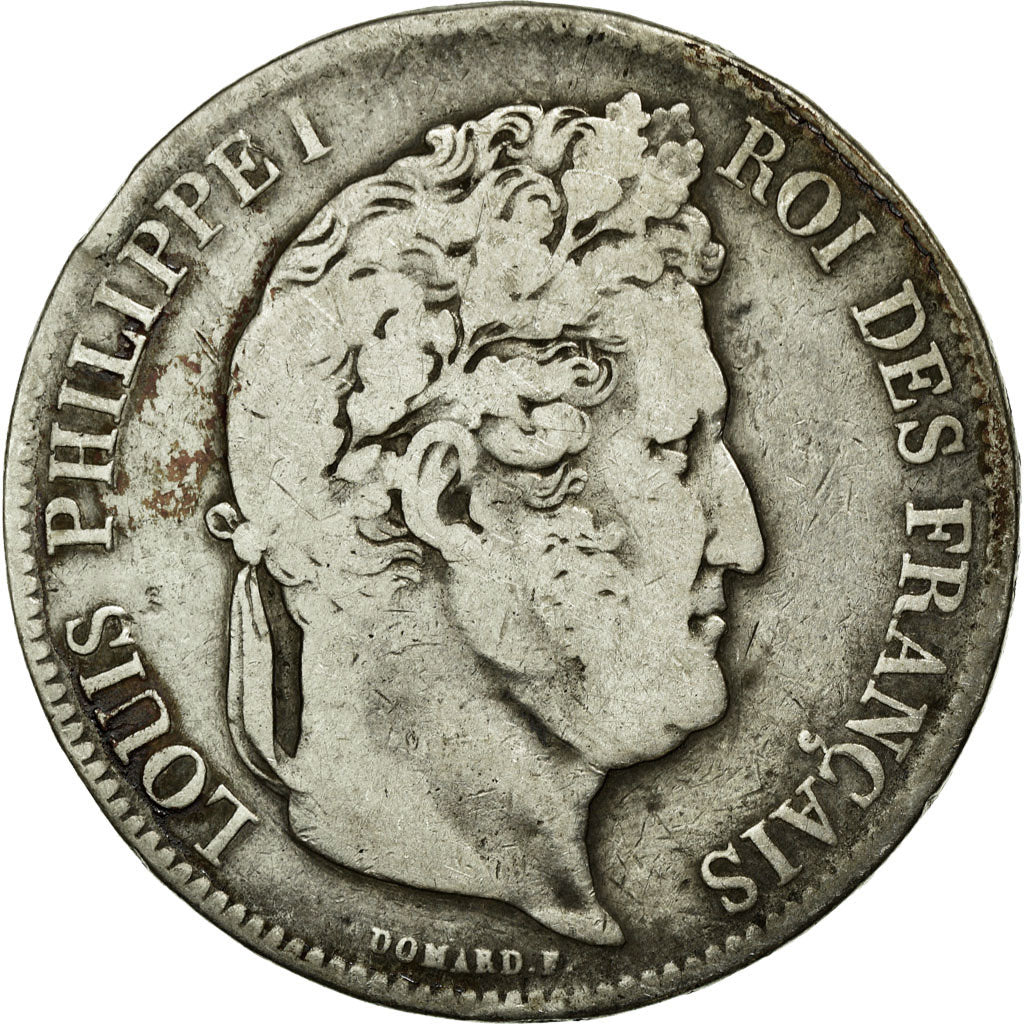 Moneda, Francia, Louis-Philippe, 5 Francs, 1836, Lille, BC+, Plata, KM:749.13