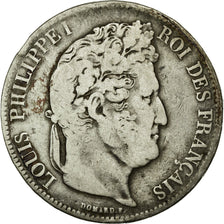 Moneda, Francia, Louis-Philippe, 5 Francs, 1836, Lille, BC+, Plata, KM:749.13
