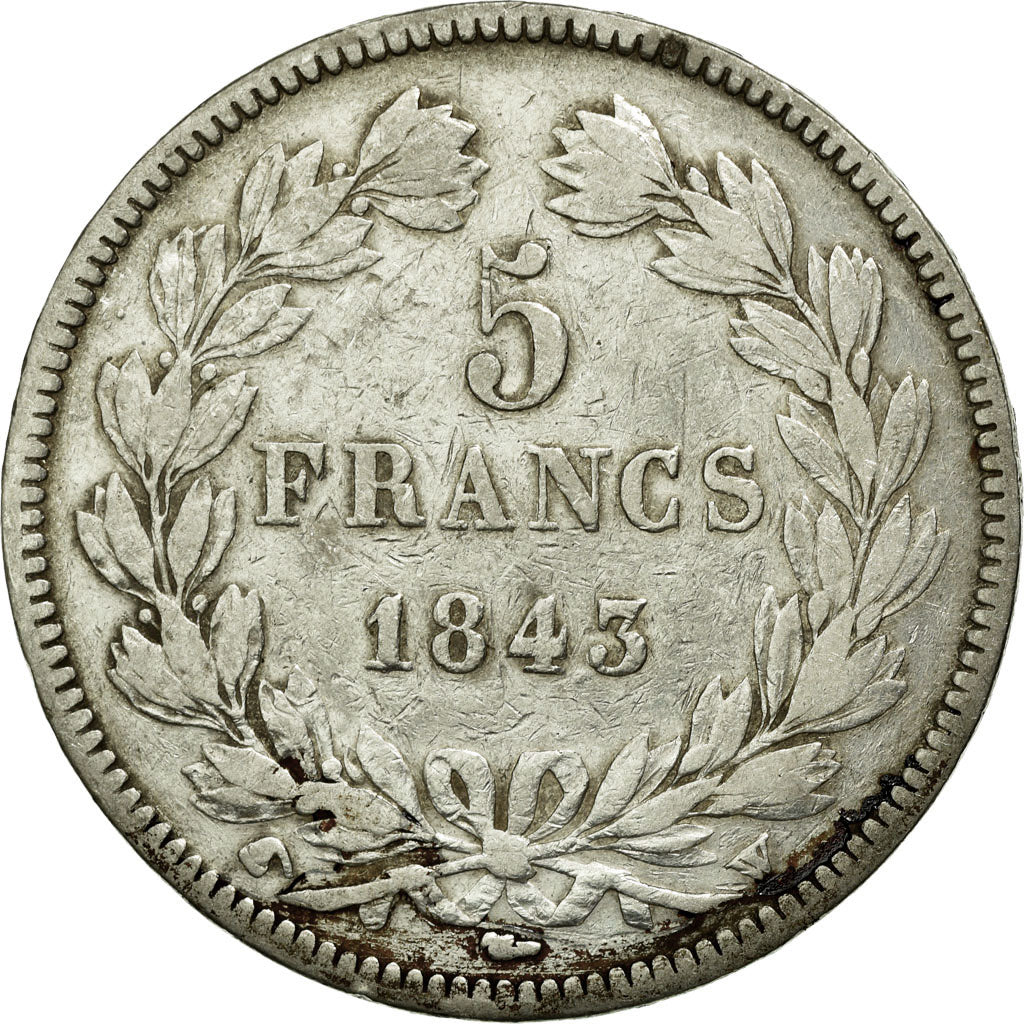 Moneta, Francia, Louis-Philippe, 5 Francs, 1843, Lille, MB, Argento, KM:749.13