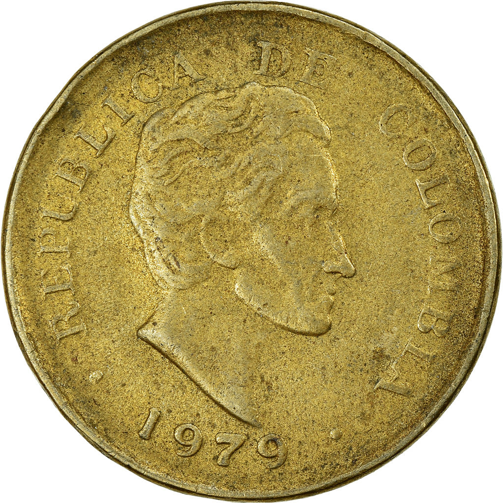 Moneta, Colombia, 25 Centavos, 1979, EF(40-45), Aluminium-Brąz, KM:267