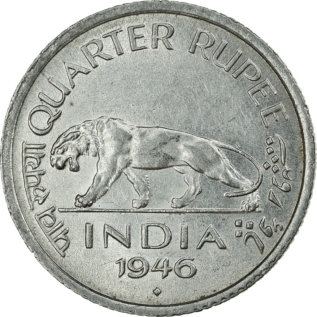 Moneda, INDIA-REPÚBLICA, 1/4 Rupee, 1946, Mumbai, Bombay, MBC, Níquel, KM:Pn1