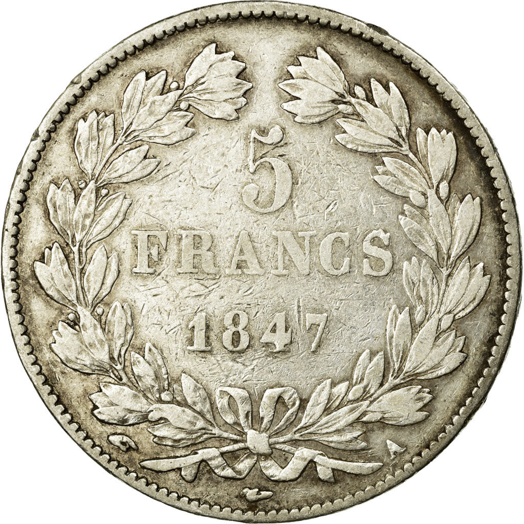 Coin, France, Louis-Philippe, 5 Francs, 1847, Paris, VF(30-35), Silver