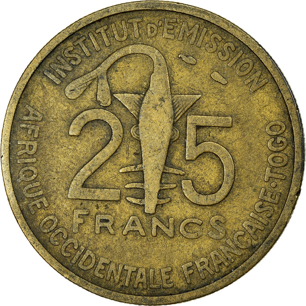 Moeda, África Ocidental Francesa, 25 Francs, 1957, VF(30-35), Alumínio-Bronze