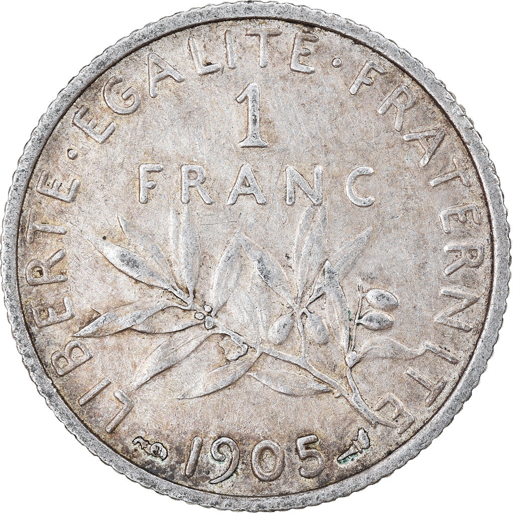 Coin, France, Semeuse, Franc, 1905, Paris, VF(30-35), Silver, KM:844.1