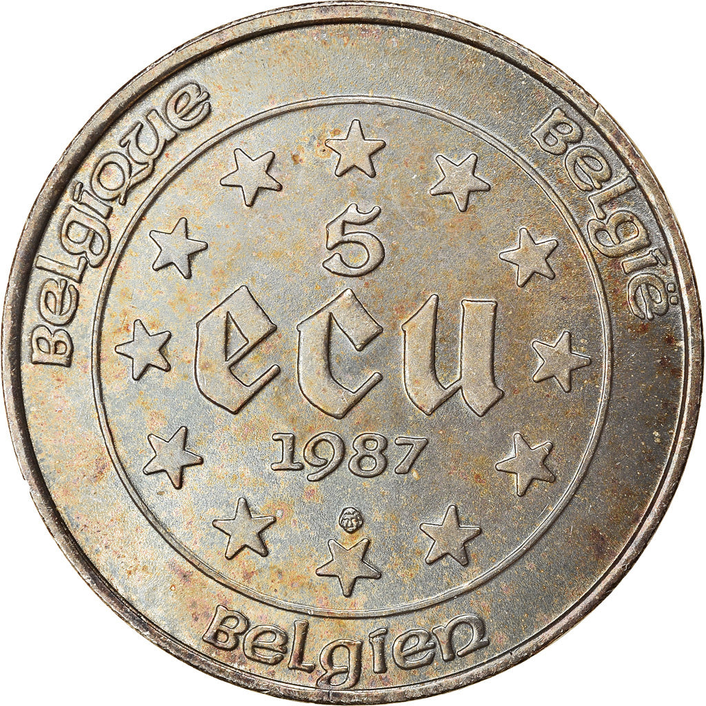 Monnaie, Belgique, 5 Ecu, 1987, TTB, Argent, KM:166